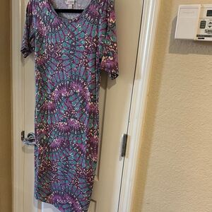 LuLaRoe Purple and Teal Midi Dress